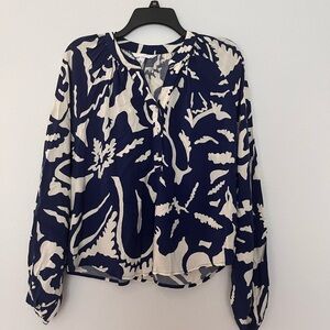H&M Blue and White Patterned Blouse